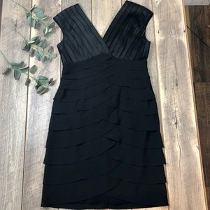 Adrianna Papell Black Shutter Pleat Sheath Dress